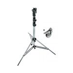 Manfrotto 126CSU Heavy Duty Chrome Plated Steel Stand with Leveling Leg & With Wheels